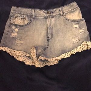 Ripped jean shorts